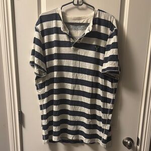 American Eagle Outfitters Blue and White Short Sleeve Tee